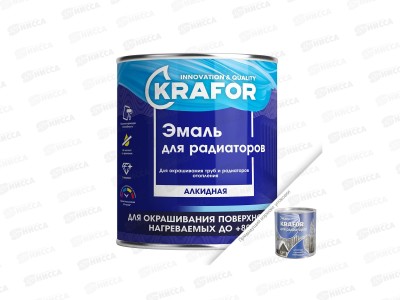 Эмаль алкидная супербелая д/радиаторов отопления Krafor 1,0кг *4