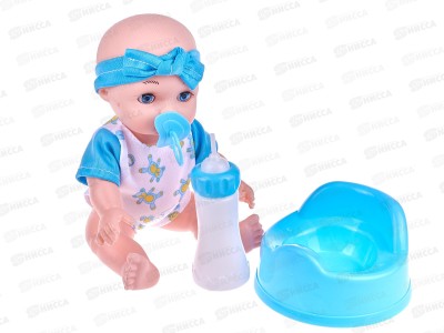 Пупс с аксессуарами, пьет и писает, 2120403 цвет голубой в/п 13*7*23см