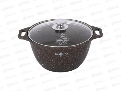 Кастрюля 2,0л со стеклянной крышкой АП Кофейный мрамор кмки22а *3
