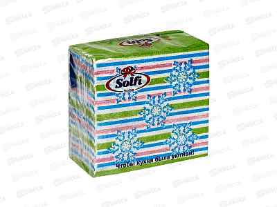 Салфетки СОЛФИ 50л с новогодним рисунком Снежинки  *88