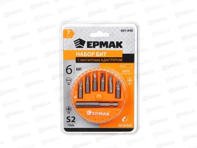Набор бит для шуруповерта Ермак 7шт 25мм кейс 601-048 г *10