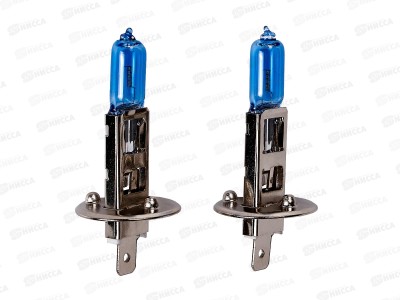 Лампа автомобильная H1 12V 55W 1-конт XENON WHITE+30 850Лм 4600К  СПУТНИК SKYWAY 2 шт