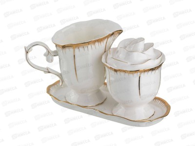 Набор Цветочная симфония 3пр Сахарница+молочник на подставке 590-075 *12