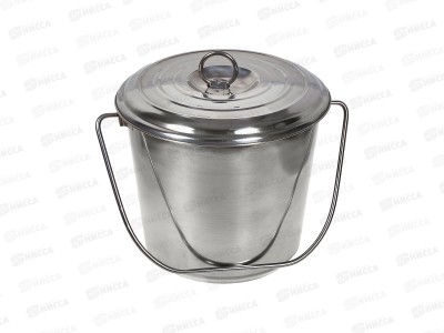 Ведро 5,0л с крышкой, нержавеющее 0096 с меркой