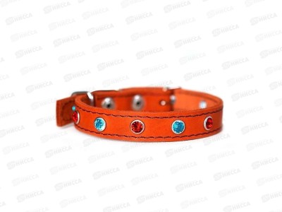 Ошейник ZooMoDa кожаный 15 (1) цветной короткий со стразами 98199