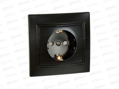 Розетка INTRO Plano cкрытой установки 16А-250В, IP20, антрацит, 1-206-05