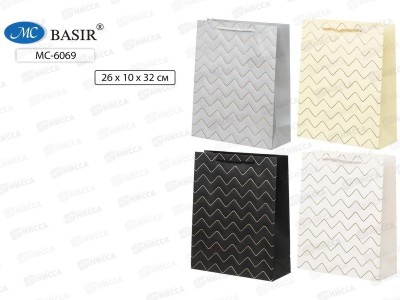 Пакет подарочный бумажный, 26*10*32см, ЗИГ-ЗАГ, асс.МС-6069 *20