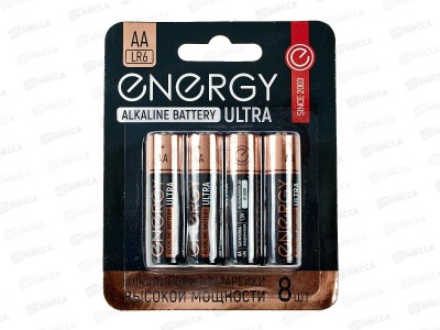 Батарейка Energy ultra LR06/8B (AA) 8шт на блистере 104980 *12/48