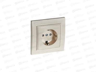 Розетка Эрна 1-местная, с заземлением, PST16-9010-02, слоновая кость