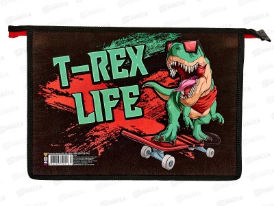 Папка д/труда ПЧЕЛКА А4 молн.верх.диз. T-Rex 2023, ПТР-22 *40