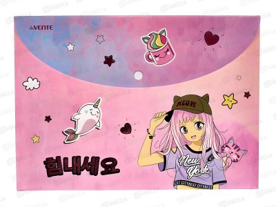 Папка-конверт пластиковая на кнопке deVENTE 335*235 Manga Girl А4 300мк 3079311