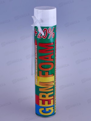 Пена монтажная GERMFOAM бытовая, увеличенный выход +20%  750мл, всесезонная *12