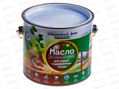 Здоровый Дом масло для террас и деревянных полов,  1.8л, слоновая кость *4