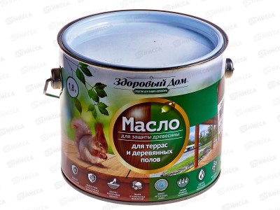 Здоровый Дом масло для террас и деревянных полов,  1.8л, орех *4