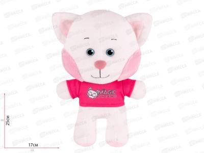 Котенок с розовыми щёчками в футболке, 25см, MT-MRT-MG01202304-25 Maxitoys