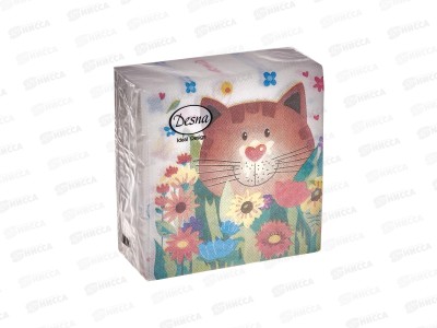Салфетки 1 слойные 40 листов 24*24 Desna Design Чеширский кот,57433*32