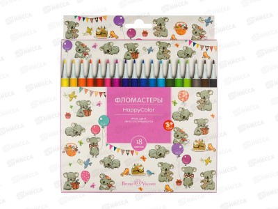 Фломастеры 18 цветов АЛЬТ Happycolor,32-0025*16