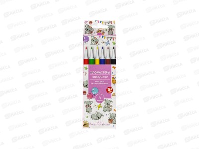 Фломастеры 6 цветов АЛЬТ Happycolor,32-0024*30