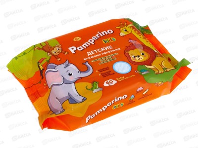 Pamperino влажные полотенца Kids №60 детские с ромашкой Алоэ вера с витамином С *10 80055