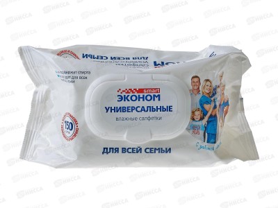 Smart салфетки влажные эконом 150шт Для всей семьи с клапаном*20 72951