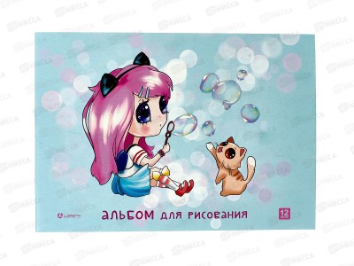 Альбом  для рисования 12л Lamark А5 Милашки-аниме на скобе, блок офсет 60190 *15
