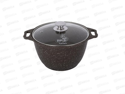 Кастрюля 3,0л со стеклянной крышкой антипригарное покрытие  кофейный мрамор кмк32а  *3