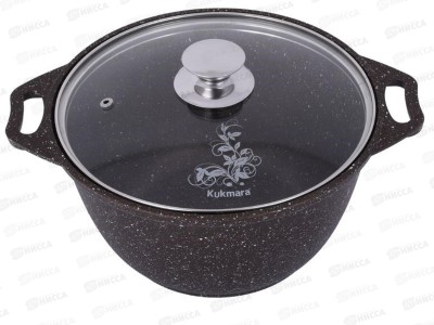 Кастрюля 6,0л со стеклянной крышкой антипригарное покрытие кофейный мрамор кмк62-1а  *2