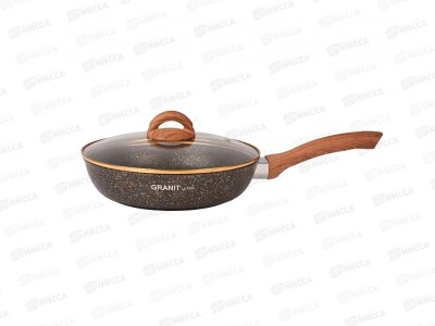 Сковорода 240мм Granit ultra black-gold с руч со стеклян крыш сгбг241а