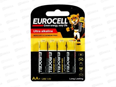 Батарейки Eurocell алкалиновые AA 4шт 0116 *12/192