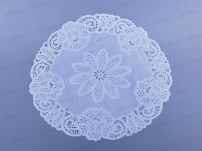 Салфетка ажурная GRACE Лейс 38*38 LO-1008U белая круг 93403 *12