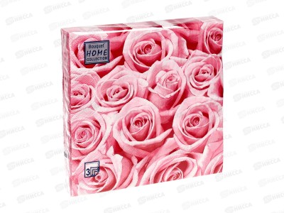 Салфетки 3сл 20л 33*33 Bouquet Home Розовые розы,57259*12