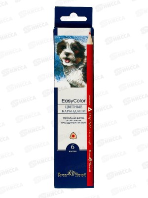 Карандаши 6 цветов АЛЬТ EASYCOLOR 30-0027 *24