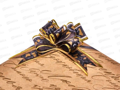 Бант-бабочка 3см рисунок, золотая канва уп10шт Р0939-32