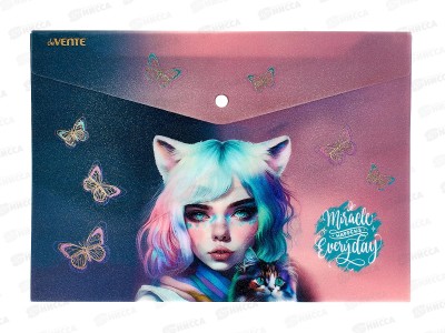 Папка-конверт пластиковая на кнопке deVENTE 330*235 Miracle A4 180мкр 3079414