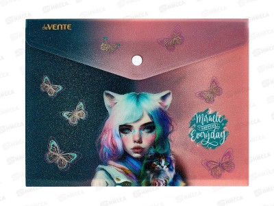 Папка-конверт пластиковая на кнопке deVENTE 240*180 Miracle A5 180мкр 3079418