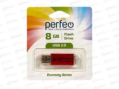 Флэш-карта Perfeo USB  8GB E01 Red economy series