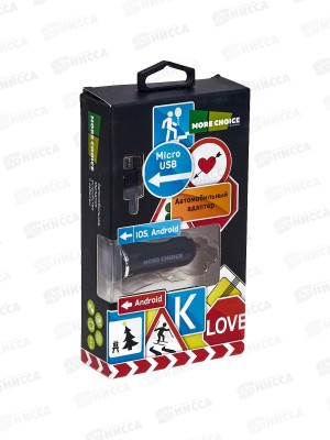 Зарядное устройство автомобильное 2USB 2.4A для micro USB More choice AC22m черный