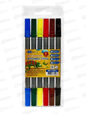 Фломастеры 6 цветов BASIR &quotХамелеон&quot двусторонние.1/3мм MC-7109-6 *12/