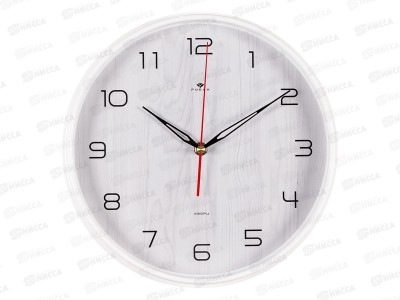 Часы настенные &quot21 Век&quot 2940-117 &quotБелый дуб&quot Рубин d-29см корпус серебро
