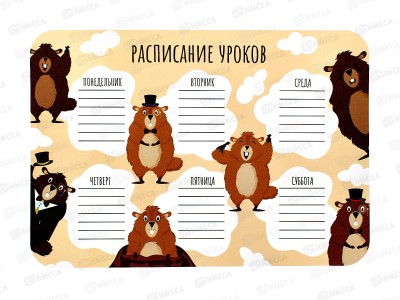 Покрытие на стол д/лепки  А4 ПЧЕЛКА Расписание уроков 2024, НПД-1 *50