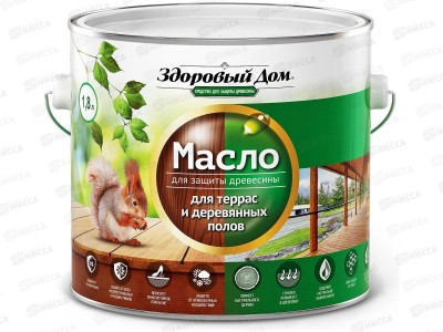 Здоровый Дом масло для террас и деревянных полов,  1.8л, серо-гол. *4/168 СРОК ДО 04.26