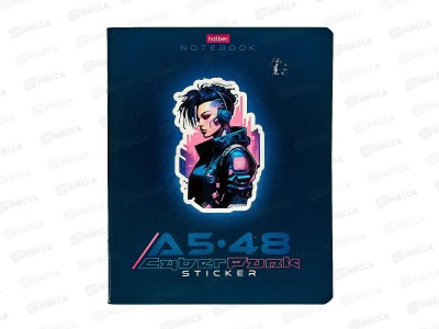 Тетрадь 48 листов клетка  Hatber Cyberpunk sticker 087020*5/100