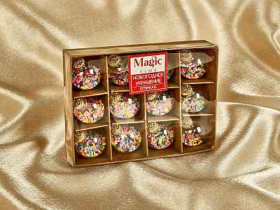 Набор шаров 12шт, 3см из стекла с наполнением из ПЭТ, 93384