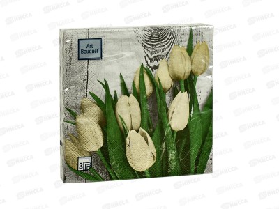Салфетки 3 слойные 20 листов 33*33 Art Bouquet Белые тюльпаны, 37383 *12
