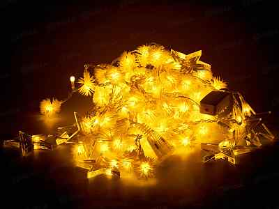 Гирлянда  2,5*0,35*0,65*0,8м бахрома &quotШары и звезды&quot 80LED шампань, 382-091 г