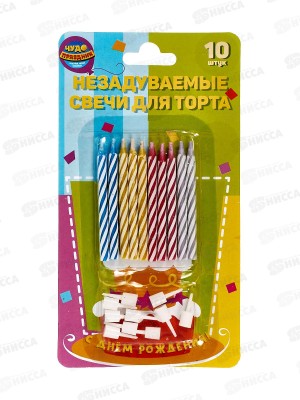 Свечи для торта 10шт День рождения 6, МС-110103-НВ6 блистер *24