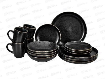 Набор столовый HMN231011B Elite black 4/16 гл. тарел 258560