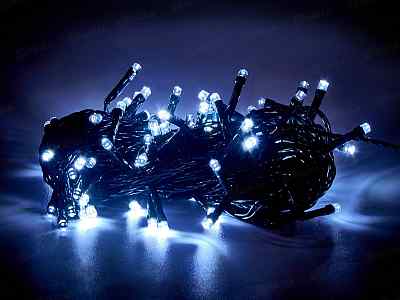 Гирлянда 10м 100LED, холодный белый, 8 режимов, 92819