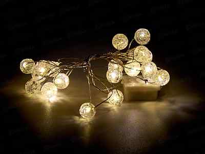 Гирлянда 2м Жемчужина 20LED 3 режима теплый белый 183-0217