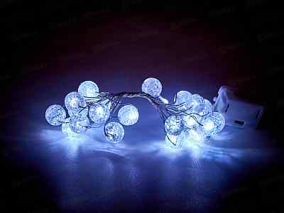 Гирлянда 2м Жемчужина 20LED 3режима белый 183-0218